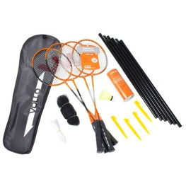 Kit Badminton Vollo 4 Raquetes + 3 Petecas + Rede + Suporte