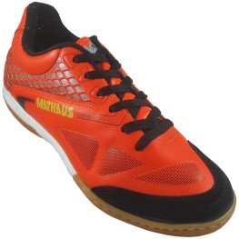 Tenis Mathaus Indoor Unika Couro Laranja/preto/branco