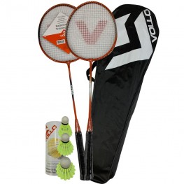 Kit Badminton Vollo 2 Raquetes + 3 Petecas + Bolsa