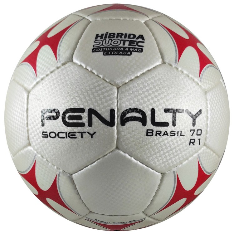 Bola de Futebol Society Penalty BR 70 Branca+Amarela+Preta - Top Radical