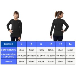 Camisa Termica Vierge Juvenil Ml Com Proteção Uv 50+ Preto